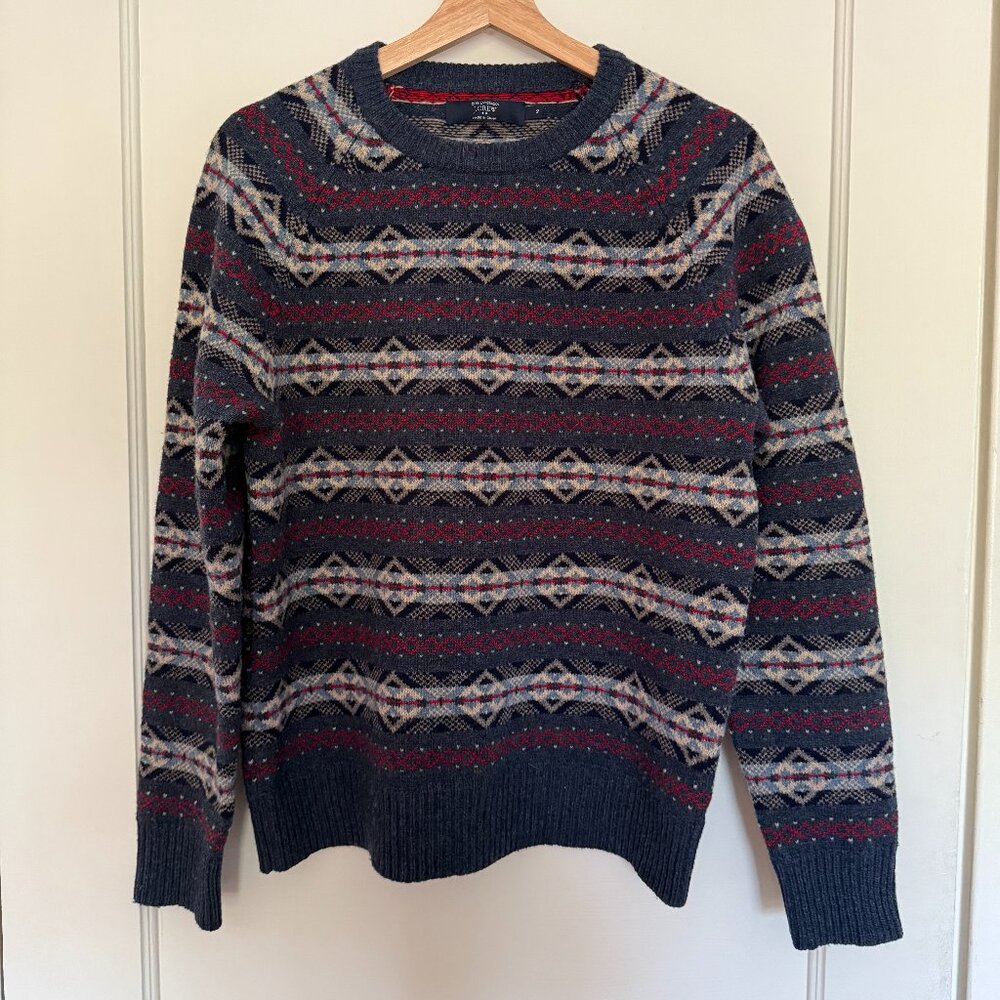 J. Crew Fair Isle Lamb's Wool Crewneck Sweater - Men's Medium